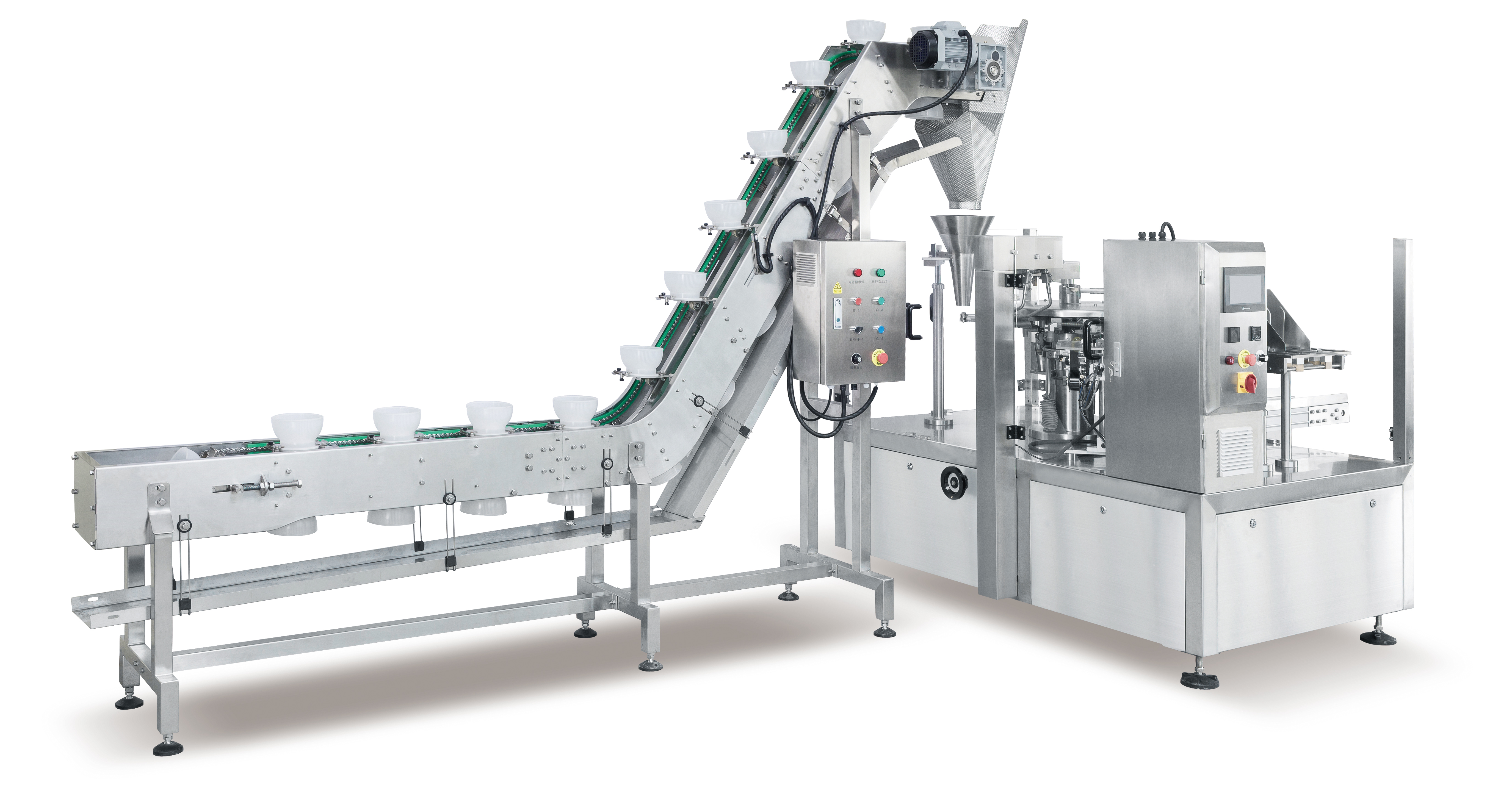 XW8 8-Position Pre-Made Pouch Packaging Machine with Bowl Elevator System